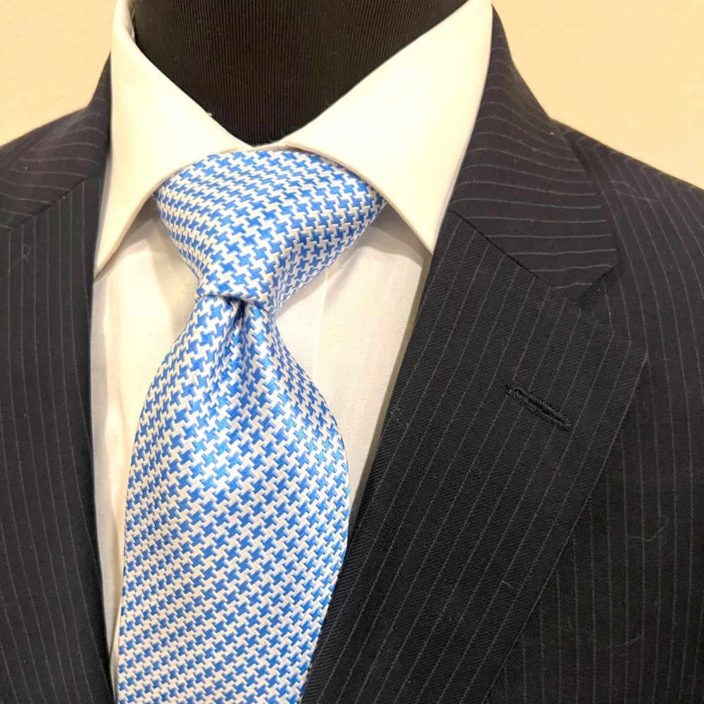 TOMMY HILFIGER PINSTRIPE SUIT BLUE MEN 40S/37W/28L - Picture 3 of 9